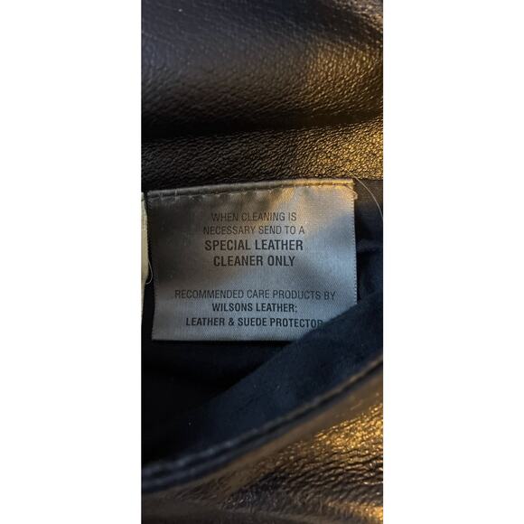 Wilsons Blk Leather Sz XL Longer Faux Fur Lined Reversible Pockets Tie Full Zip - Picture 10 of 13